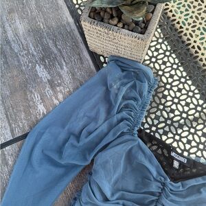 Blue Mesh Rouched Dress 🤍